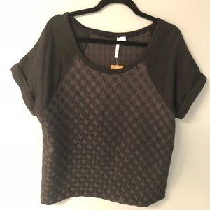 Mixed Media all black top with houndstooth